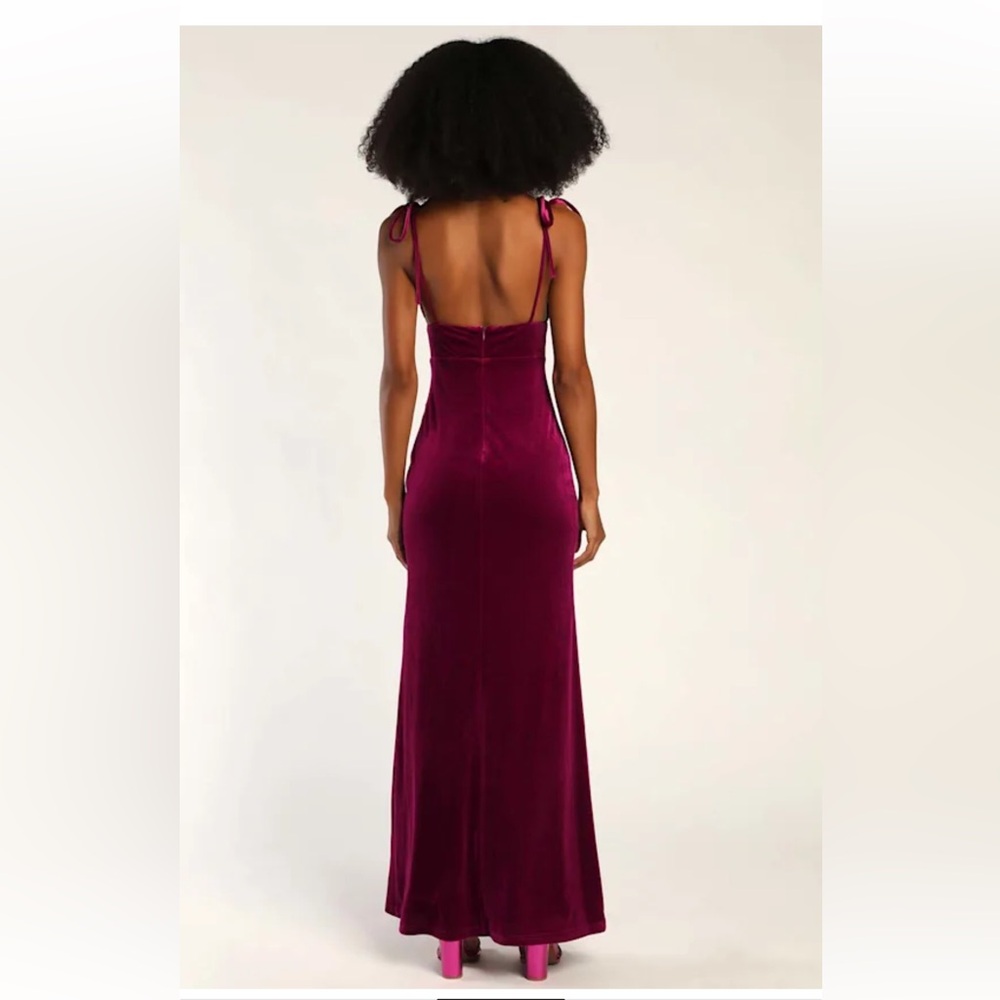 🆕 Lulu's Berry PinkVelvet Dress - Picture 5 of 13
